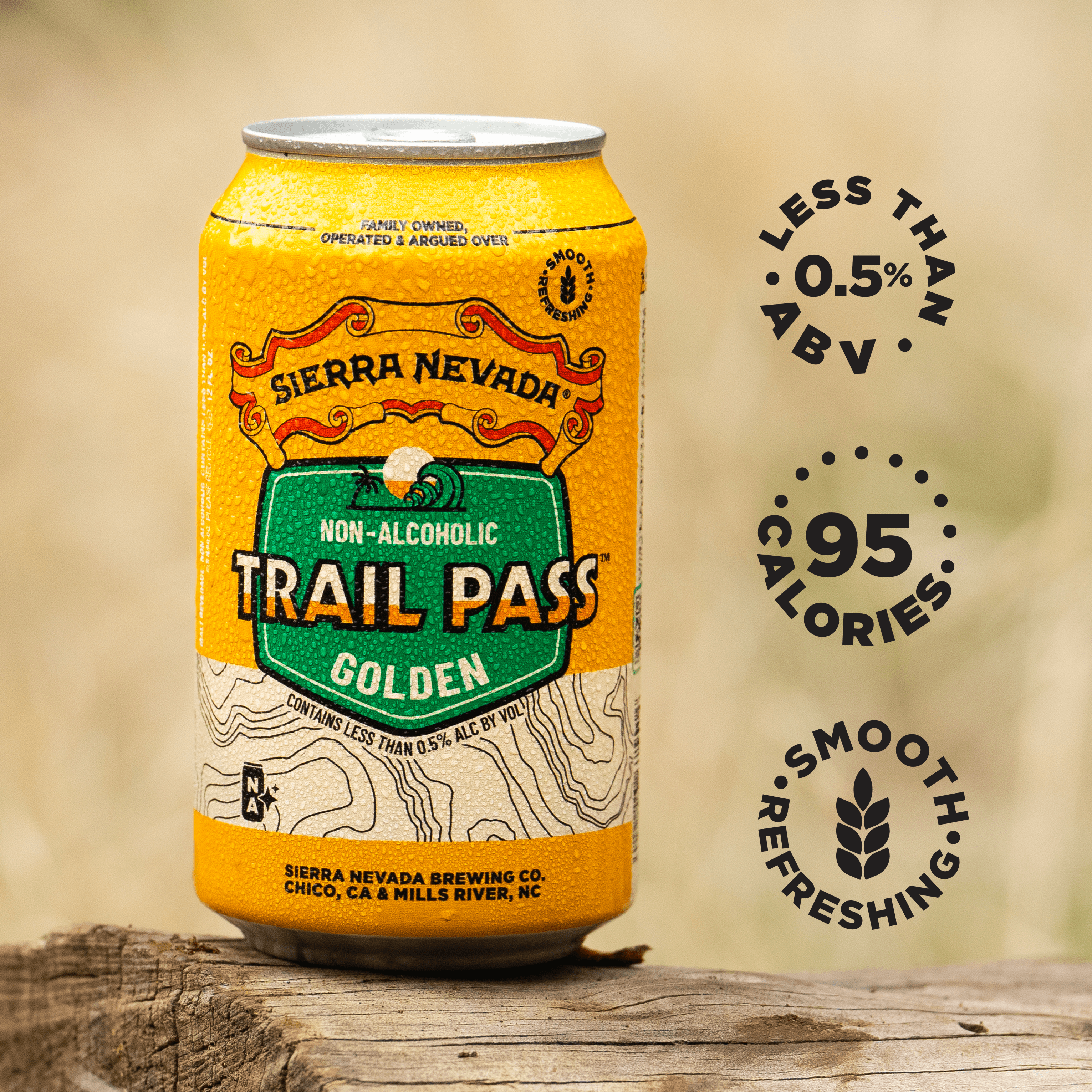 Sierra Nevada Trail Pass Golden 12oz can with nutritional information icons